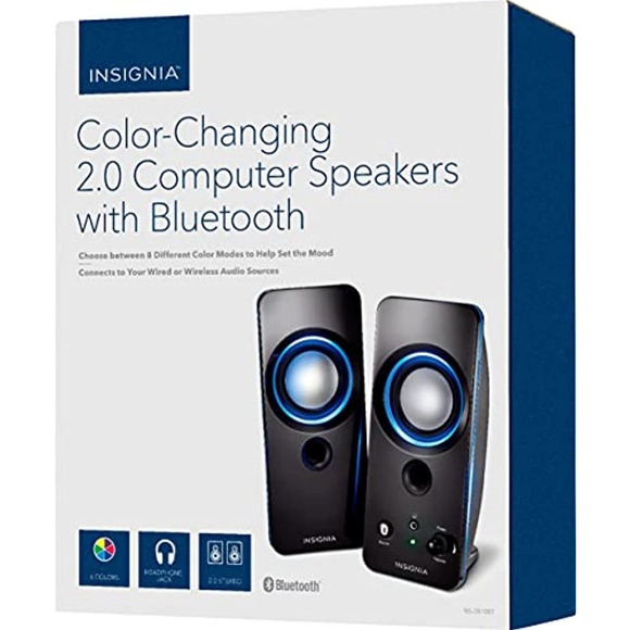Insignia Color-Changing 2.0 Computer Speakers with Bluetooth - Picture 1 of 4